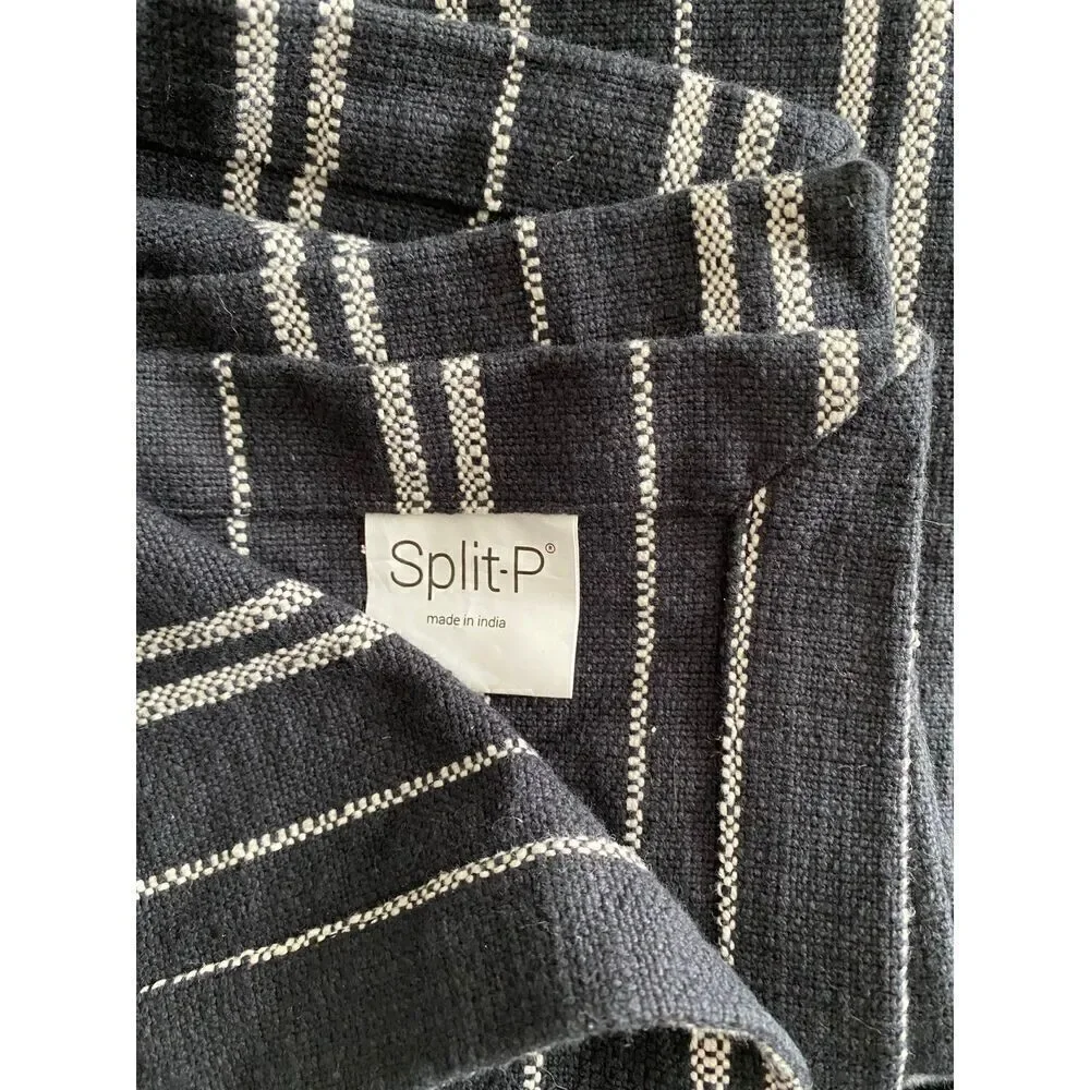 Split P Black and Cream Farmhouse Ticking Striped 15x70” Table Runner